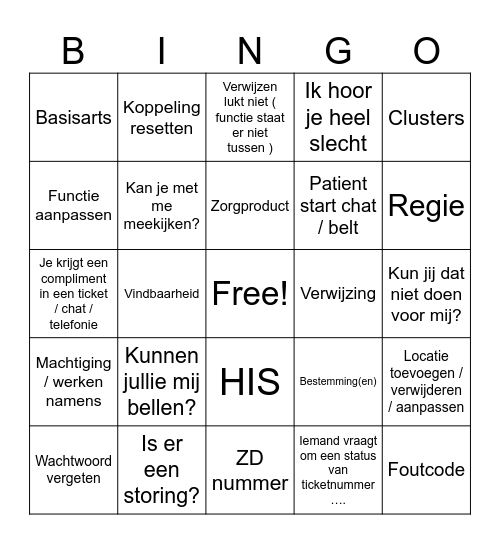 Zorgdomein Support Bingo Card