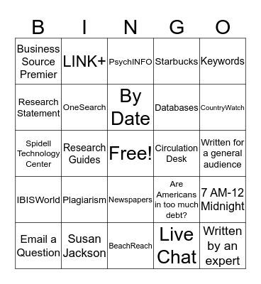 LIBRARY BINGO Card