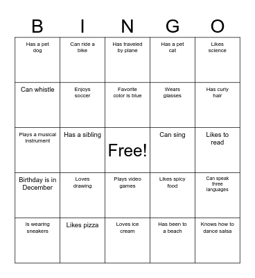 ACCESS Camp Human Bingo Card