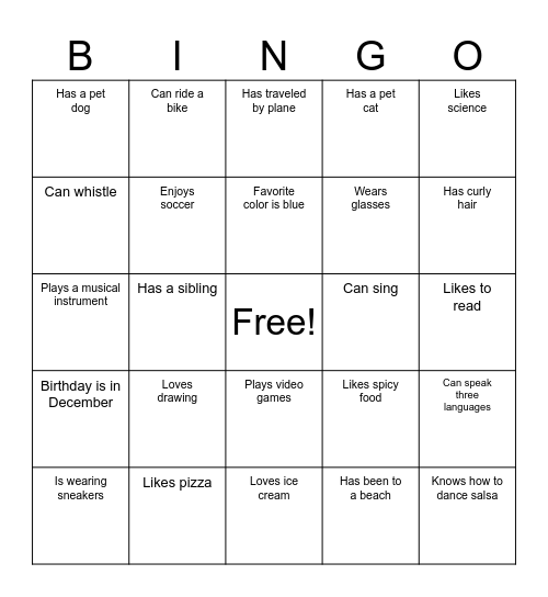 ACCESS Camp Human Bingo Card