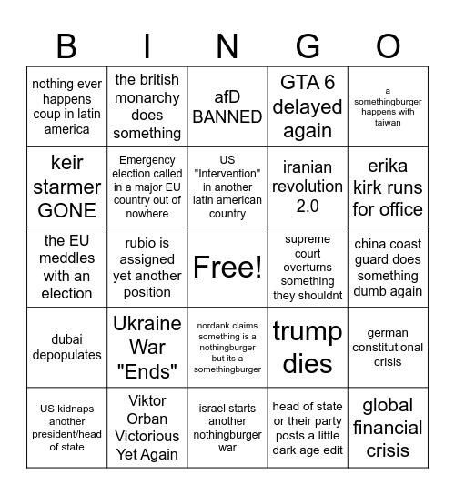 2026 BINGO Card