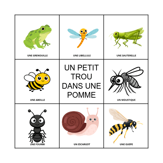 UN PETIT TROU DANS UNE POMME Bingo Card
