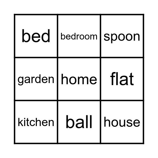 My Home Bingo Card