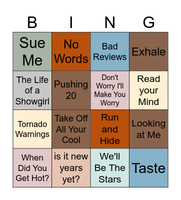 Sabrina Carpenter Bingo! Bingo Card