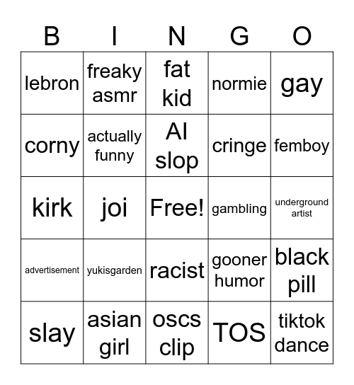 jdab fyp bingo Card