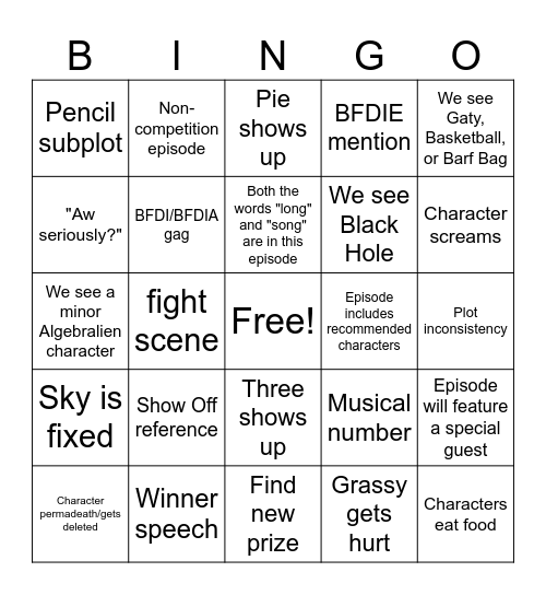 TPOT 22 Bingo Card
