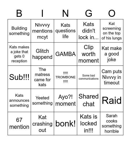 KatsExistance's stream Bingo Card