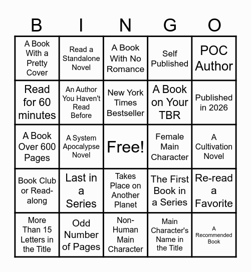 LitRPG BOOK BINGO Card
