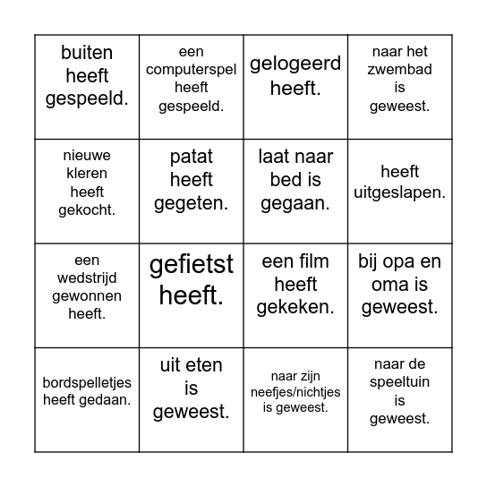 Weekend Bingo. Zoek iemand die... Bingo Card