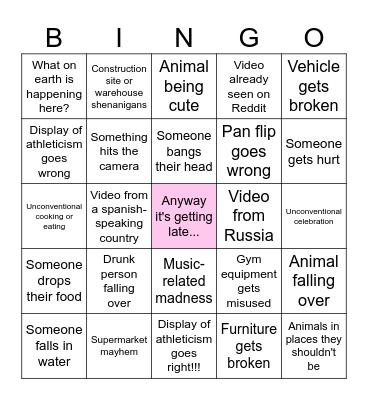 Unusual videos bingo Card