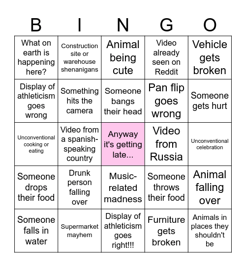 Unusual videos bingo Card