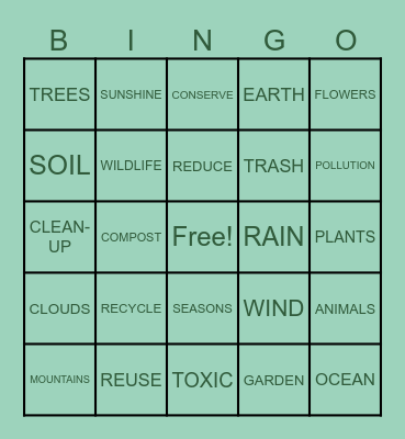 EARTH DAY BINGO Card