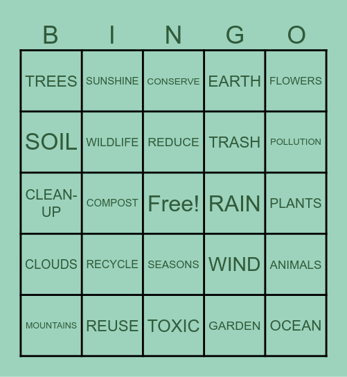 EARTH DAY BINGO Card