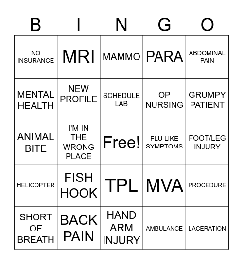 Registration Bingo Card