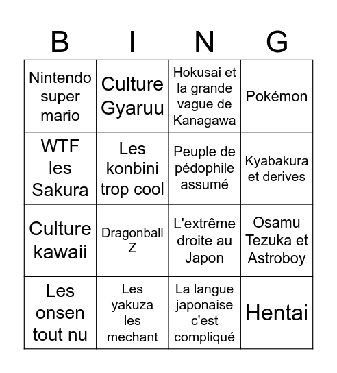 Passion Japon Bingo Card