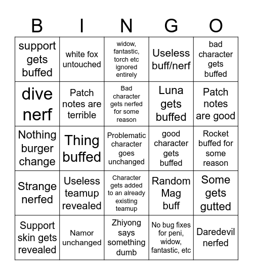7.5 Dev view bingo Card