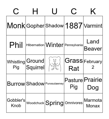 Groundhog Day Bingo Card