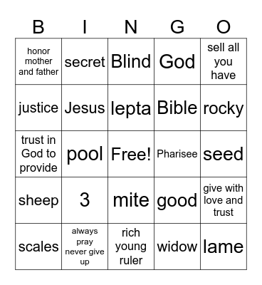 Bible Bingo New Testament Bingo Card