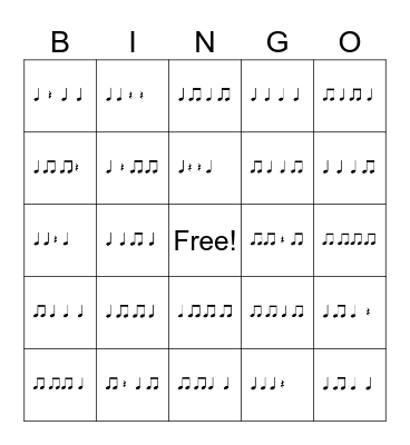 Rhythm Bingo! Bingo Card