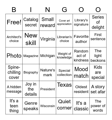 Beautiful Libraries Bingo Card