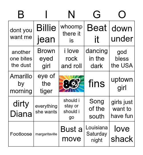 80’s Bingo Card