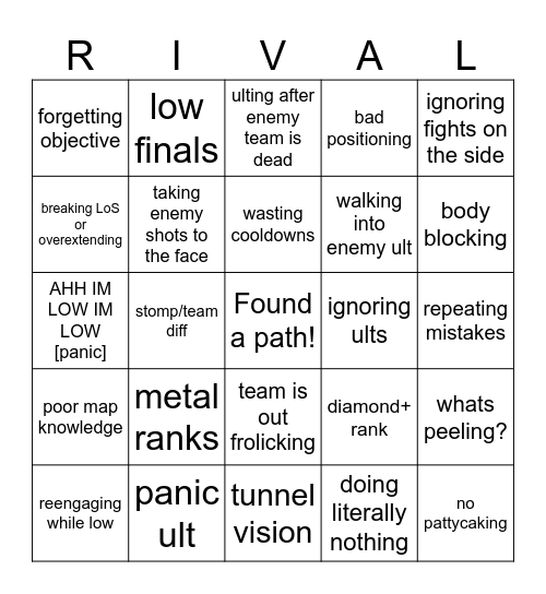 VOD Review Bingo Card