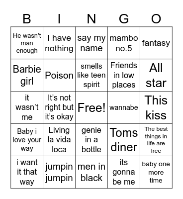 90’s Bingo Card