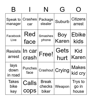 Karen Encounter Bingo TWITCH: electricmilk2 Bingo Card