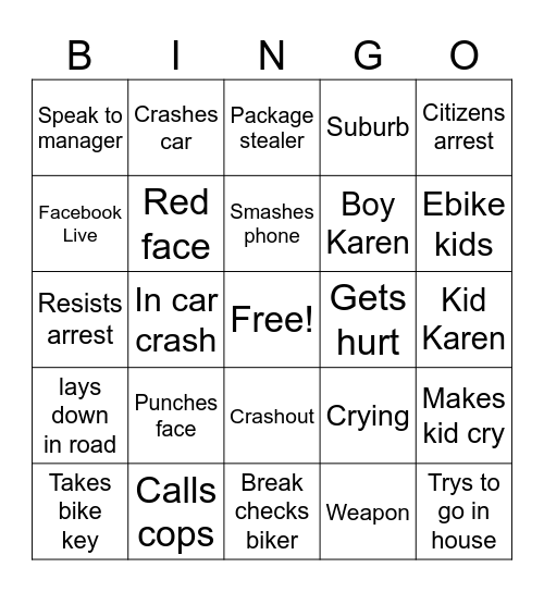 Karen Encounter Bingo TWITCH: electricmilk2 Bingo Card