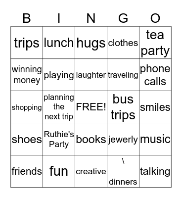 Girlfriends Bingo Card