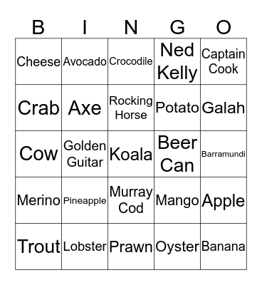 Big Things in Australia Bingo Card