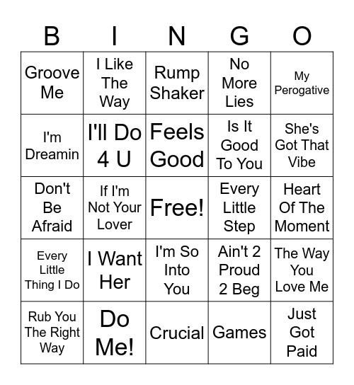 Best New Jack Swing Bingo Card
