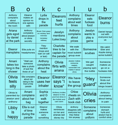 Disney book club bingo Card