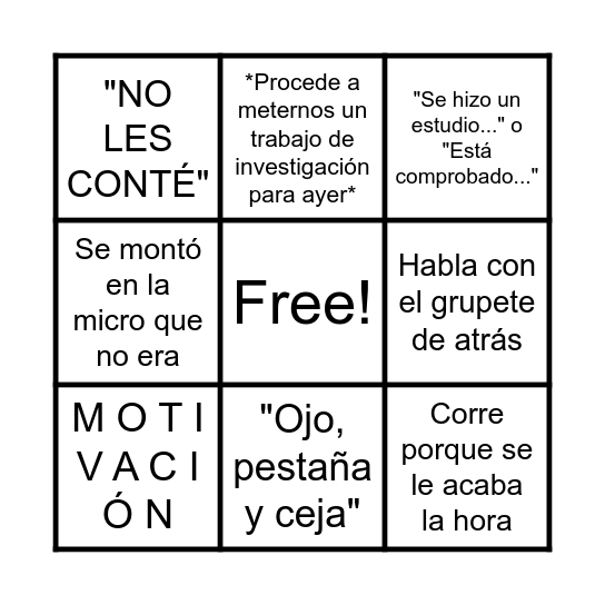 "Bingo clase de lenguaje" Bingo Card