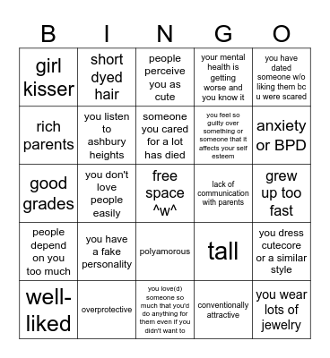 pennie kinnie bingo! <3 Bingo Card