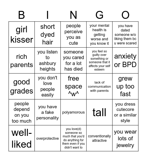 pennie kinnie bingo! <3 Bingo Card