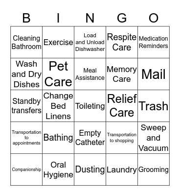 Services@Home Bingo Card