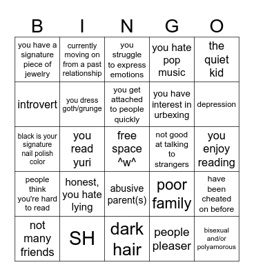 cynthia kinnie bingo! <3 Bingo Card