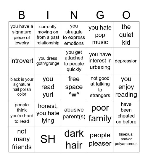 cynthia kinnie bingo! <3 Bingo Card