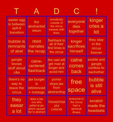 episode nine bingo Card