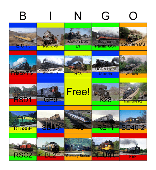 Railroad Museums around America that I would like to visit and take photographs and record videos with on my camera one day Bingo Card