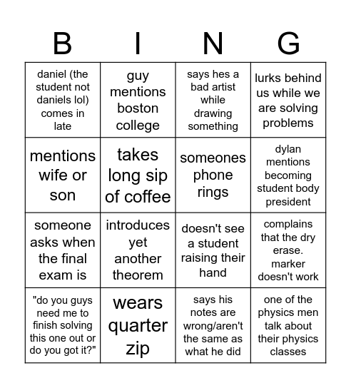 calc Bingo Card