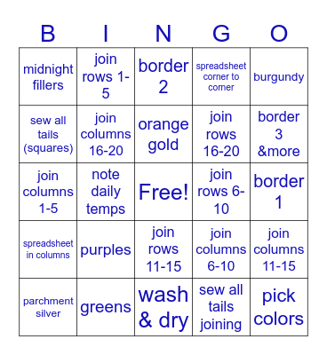 GS Blanket Bingo Cold Sheep Style Bingo Card