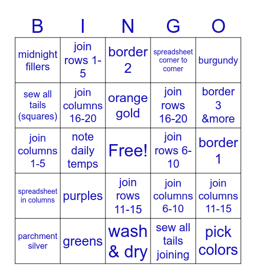 GS Blanket Bingo Cold Sheep Style Bingo Card
