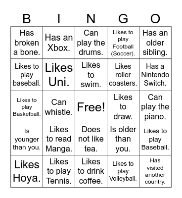 Find Someone who... Bingo Card