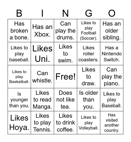 Find Someone who... Bingo Card