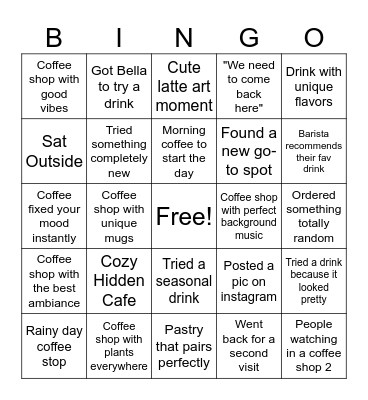 Coffee Moments Bingo Card