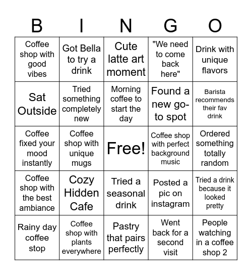 Coffee Moments Bingo Card