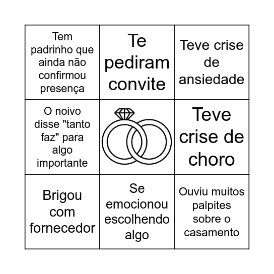 Bingo VIDA DE NOIVA Bingo Card