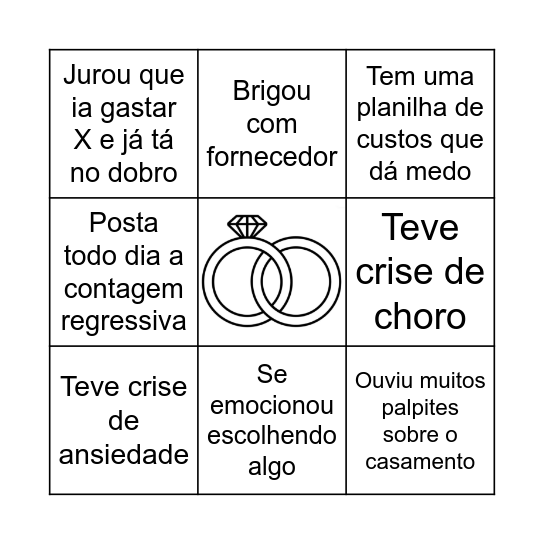 Bingo VIDA DE NOIVA Bingo Card